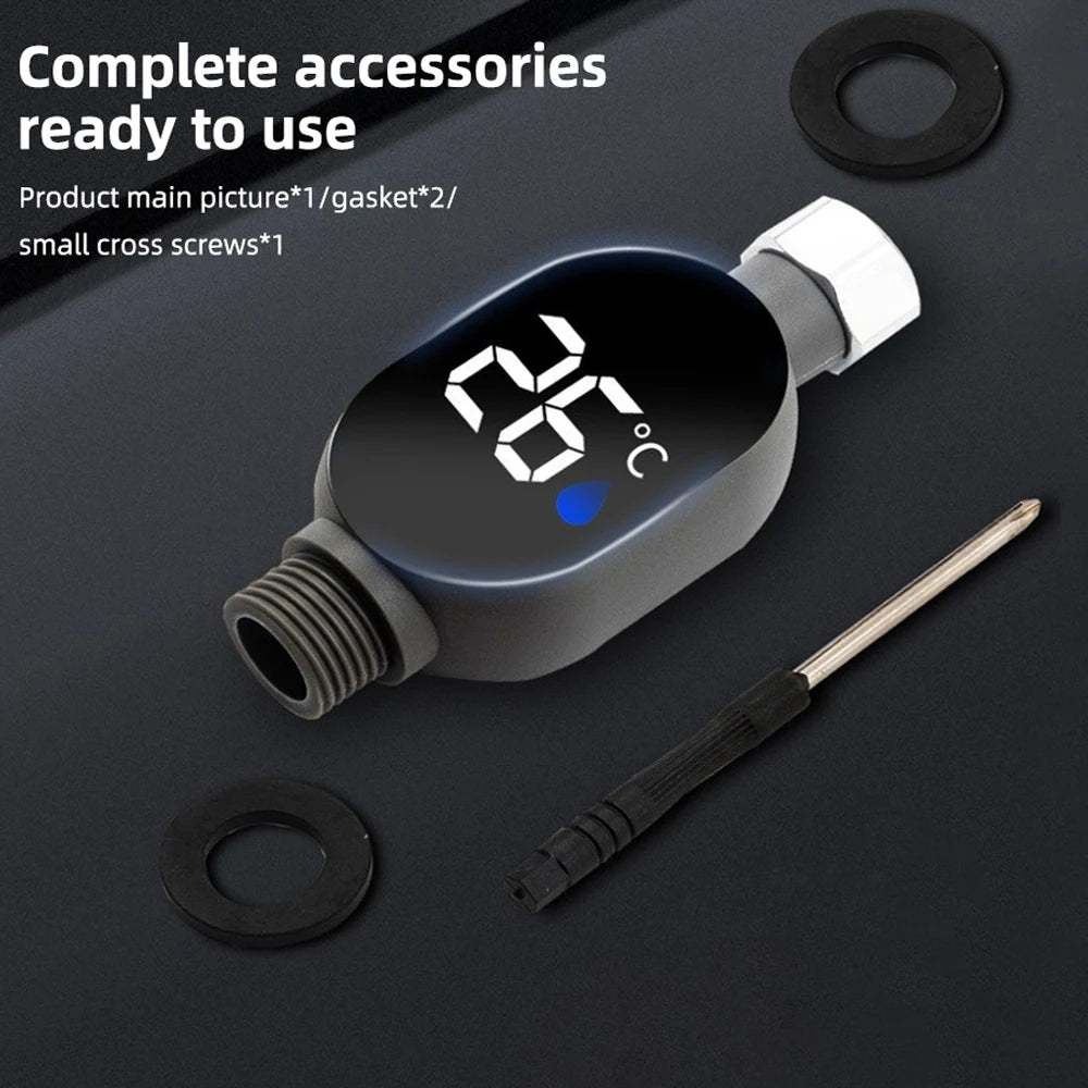 LED Water-Powered Shower Thermometer