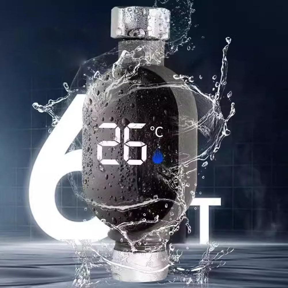LED Water-Powered Shower Thermometer